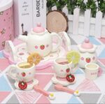 Wooden Teapot Tea Set Pretend Play Kitchen Toy Gift Set 14pcs - Image 3