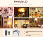DIY Wooden Dollhouse Sushi Bar Miniature Furniture With LED Kits Dust Cover - Image 2