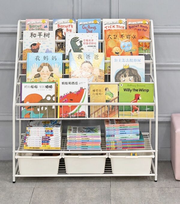 Kids bookshelf 4+2 layers with storage tray - Image 7