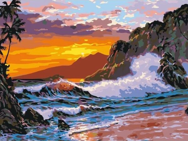 DIY Paint By Numbers Canvas Framed (Seaside) - Image 1