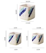 Set of 3 ceramics square Flower Pots - Image 2