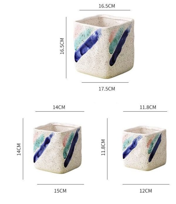 Set of 3 ceramics square Flower Pots - Image 2