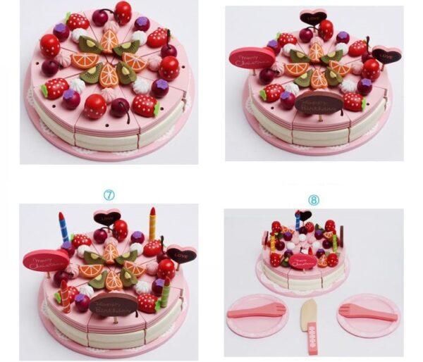Wooden Decoration Cake Set Pretend Play Kitchen Toy Gift Set - Image 4
