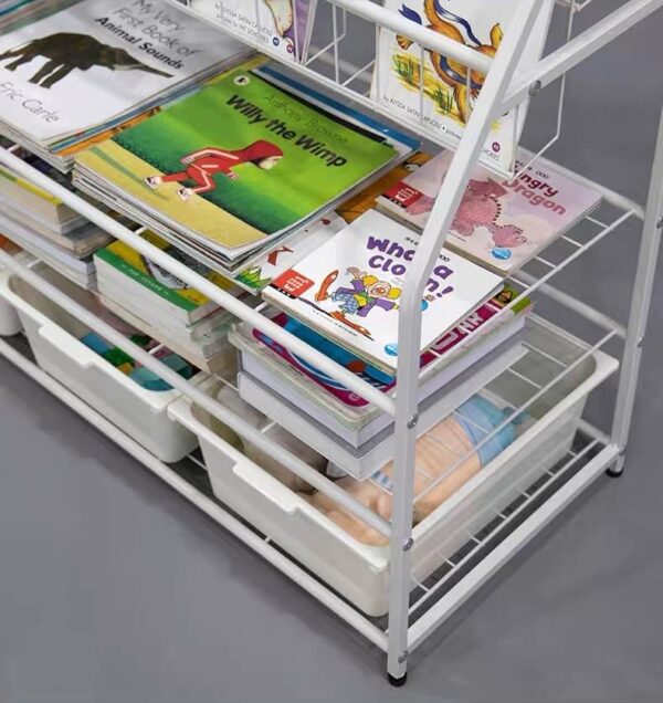 Kids bookshelf 4+2 layers with storage tray - Image 6