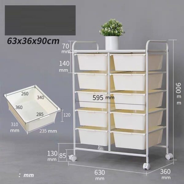 storage trolley 2x5 layers with 10 white trays - Image 2