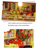 DIY Wooden Dollhouse Sushi Bar Miniature Furniture With LED Kits Dust Cover - Image 6