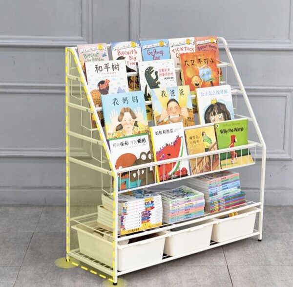 Kids bookshelf 4+2 layers with storage tray - Image 9