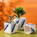 Set of 3 ceramics square Flower Pots