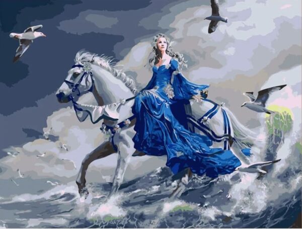 DIY Paint By Numbers Canvas Framed - White horse - Image 1