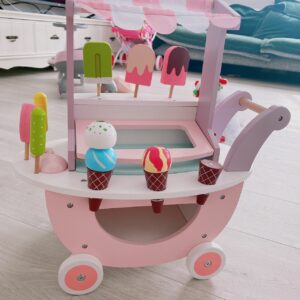 Wooden Kitchen Toy Simulation Ice Cream Cart Pretend Play