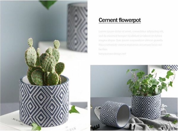 Set of 3 cement Flower Pots (5922) - Image 8