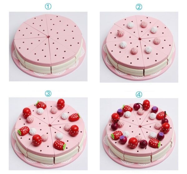 Wooden Decoration Cake Set Pretend Play Kitchen Toy Gift Set - Image 3