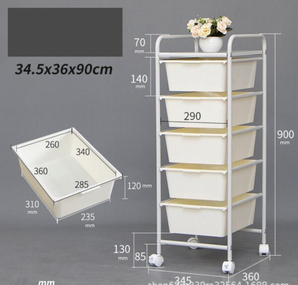 toy storage trolley 5 layers with 5 colour trays - Image 2