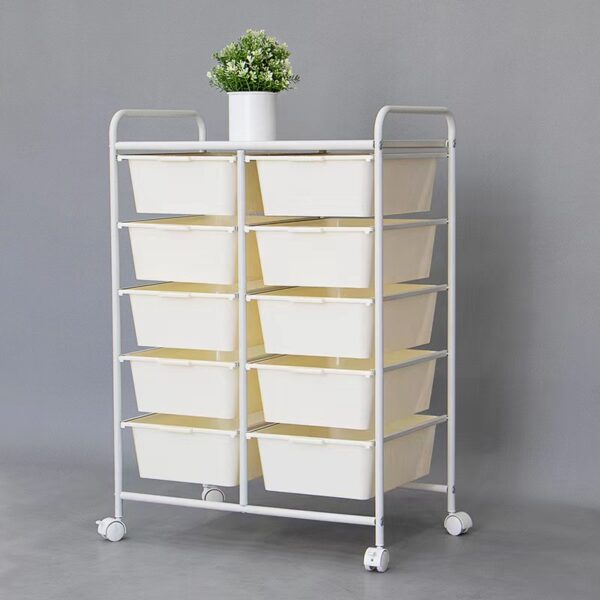 6e724c7a36dc61da5d306beba22e8b9 storage trolley 2x5 layers with 10 white trays - Image 1