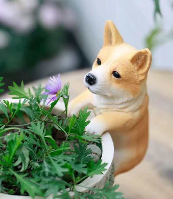 Flowerpot Edge Huggers Garden Decoration Ornaments Dog design - Image 1