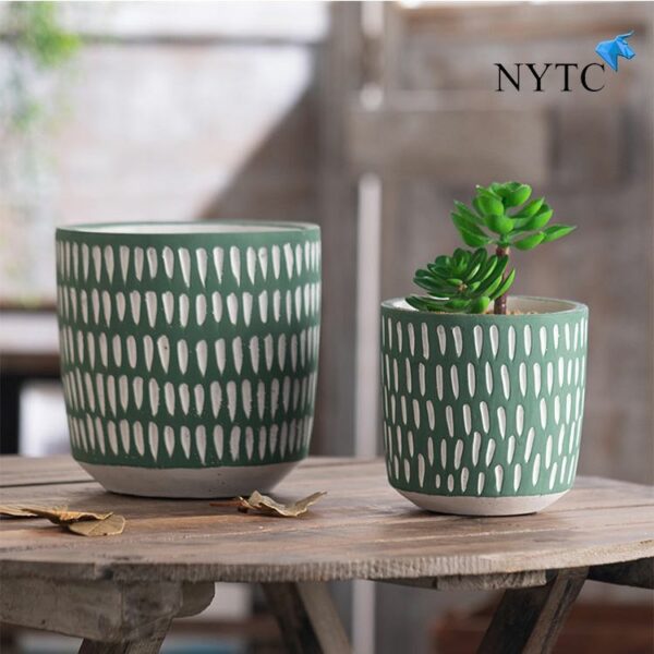 A Pair of cement Flower Pots Set (5907) - Image 1