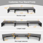 Computer Monitor Stand Riser, adjustable angle and length - Oak colour - Image 4