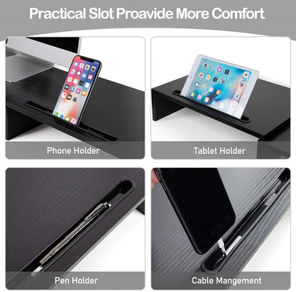 Computer Monitor Stand Riser, adjustable angle and length - Oak colour - Image 7