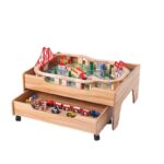 Wooden Train Table with trains tracks and toys and storage drawer (100pcs) - Image 10