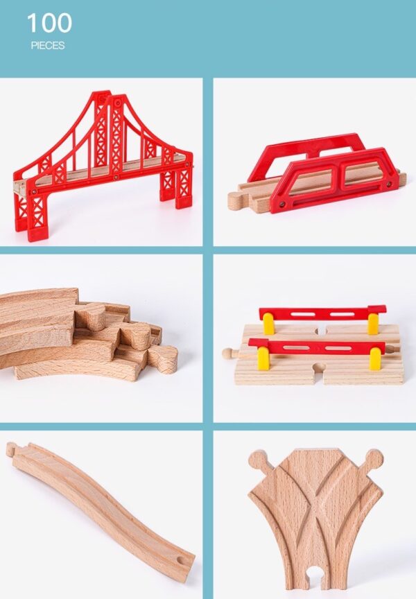 Wooden Train Table with trains tracks and toys and storage drawer (100pcs) - Image 4