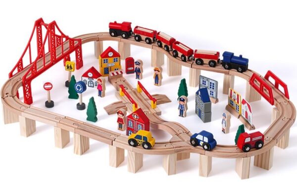 Wooden Train Table with trains tracks and toys and storage drawer (100pcs) - Image 5