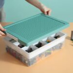 Building bricks storage box set of 3 with base plate lid - Image 2