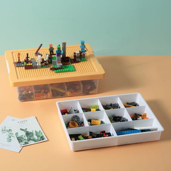 Building bricks storage box set of 3 with base plate lid - Image 7