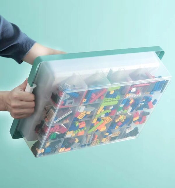 Building bricks storage box set of 3 with base plate lid - Image 4