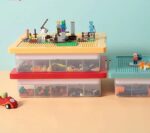 Building bricks storage box set of 3 with base plate lid - Image 3