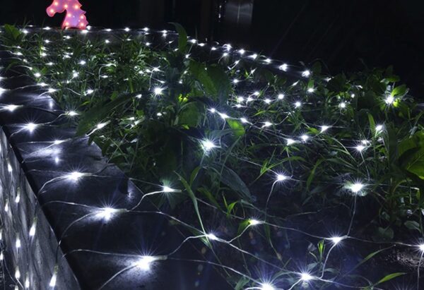 Solar Outdoor Garden Curtain Mesh Fairy String Light Xmas light (White 3x2m) - Image 6