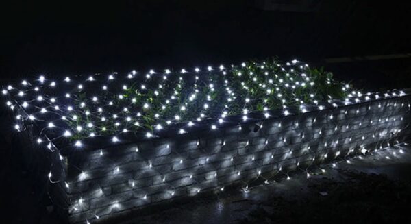 Solar Outdoor Garden Curtain Mesh Fairy String Light Xmas light (White 3x2m) - Image 5