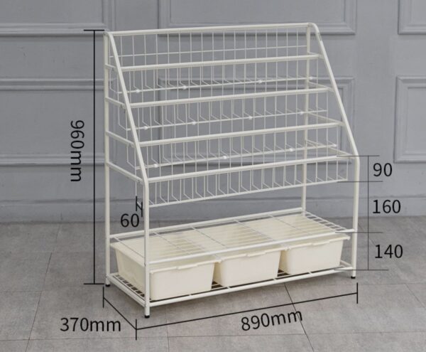 Kids bookshelf 4+2 layers with storage tray - Image 2