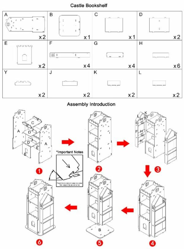 Kids bookshelf castle book shelf 360 degree rotation extra storage - Image 3