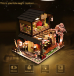 DIY Wooden Dollhouse Sushi Bar Miniature Furniture With LED Kits Dust Cover - Image 8