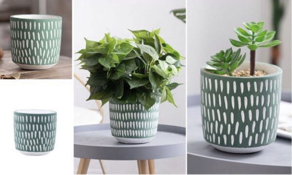 A Pair of cement Flower Pots Set (5907) - Image 4