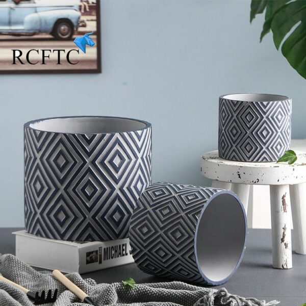 Set of 3 cement Flower Pots (5922) - Image 9