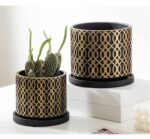 A Pair of cement Flower Pots Set (6902)