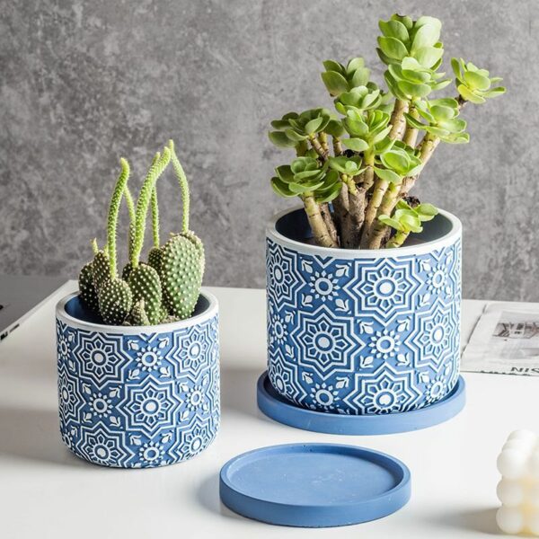 A Pair of cement Flower Pots Set (6925) - Image 3