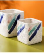 Set of 3 ceramics square Flower Pots - Image 6