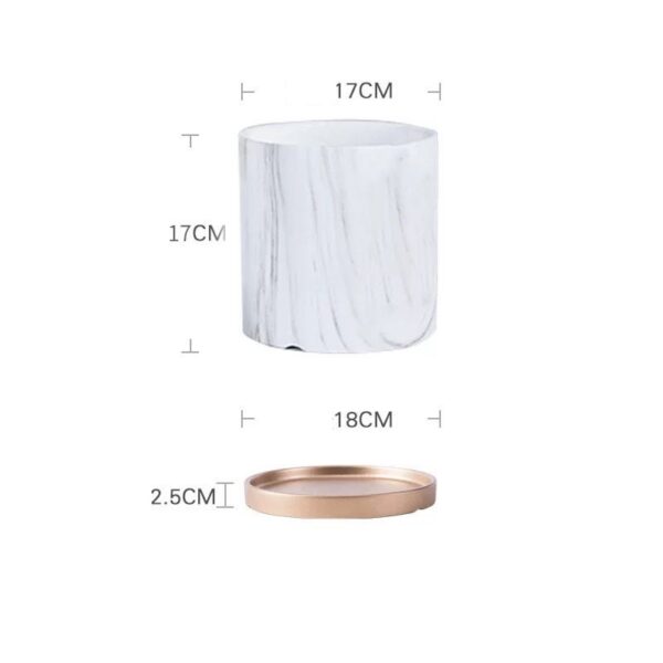 Set of 3 ceramics Flower Pots grey marbling pattern with saucers - Image 4