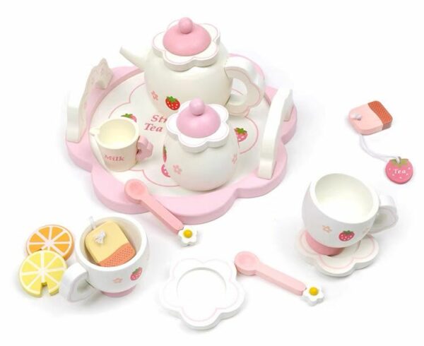 Wooden Teapot Tea Set Pretend Play Kitchen Toy Gift Set 14pcs - Image 8