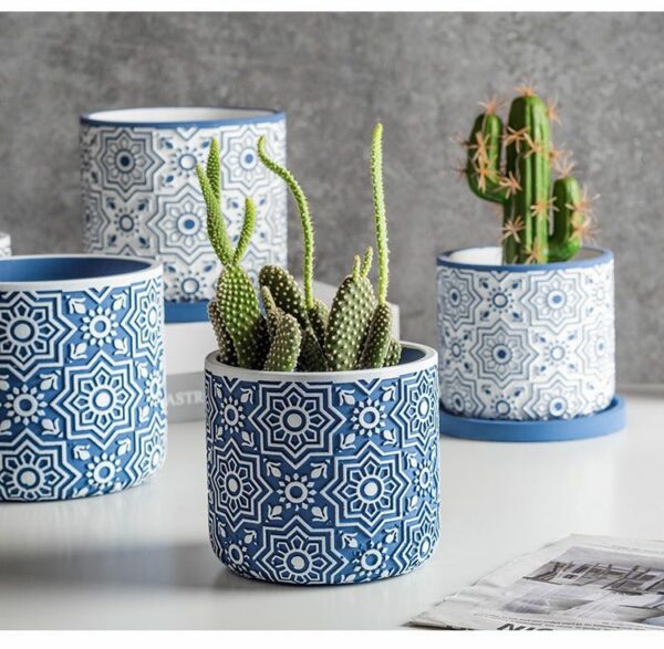 A Pair of cement Flower Pots Set (6925) - Image 4