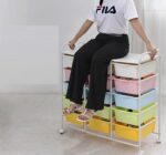 toy storage trolley 3x5 layers with 10 white colour trays - Image 9