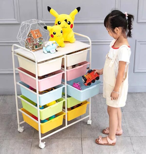 toy storage trolley 2x5 layers with 10 coloured trays - Image 11