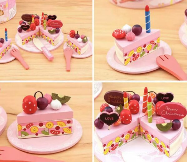 Wooden Decoration Cake Set Pretend Play Kitchen Toy Gift Set - Image 7