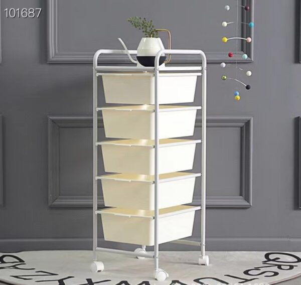 toy storage trolley 5 layers with trays (white colour) - Image 1