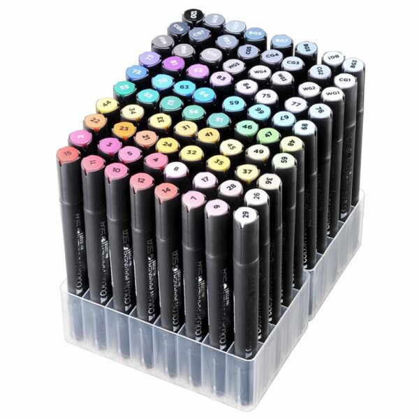 80 Piece Dual Tip Marker Pen Set with Pen holder - Image 2