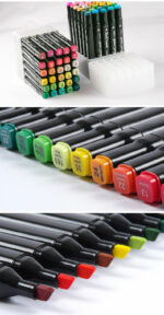 80 Piece Dual Tip Marker Pen Set with Pen holder - Image 3