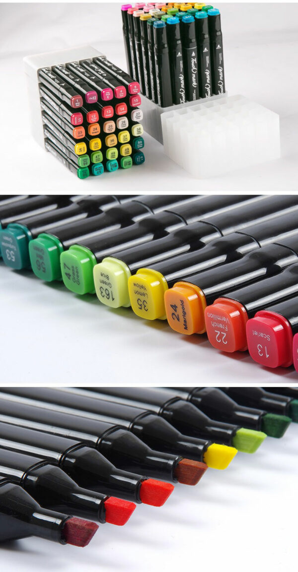 80 Piece Dual Tip Marker Pen Set with Pen holder - Image 3