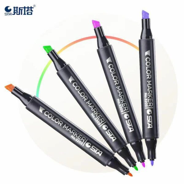 80 Piece Dual Tip Marker Pen Set with Pen holder - Image 4